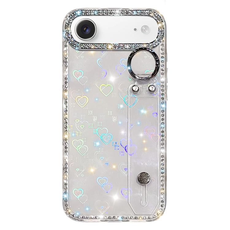 水鑽閃粉手腕帶手機殼，適用於 iPhone 17 Pro、iPhone 17、iPhone Air、iPhone 16 Pro Max、iPhone 16 Pro、iPhone 16 Plus、iPhone 16、iPhone 15 Pro Max