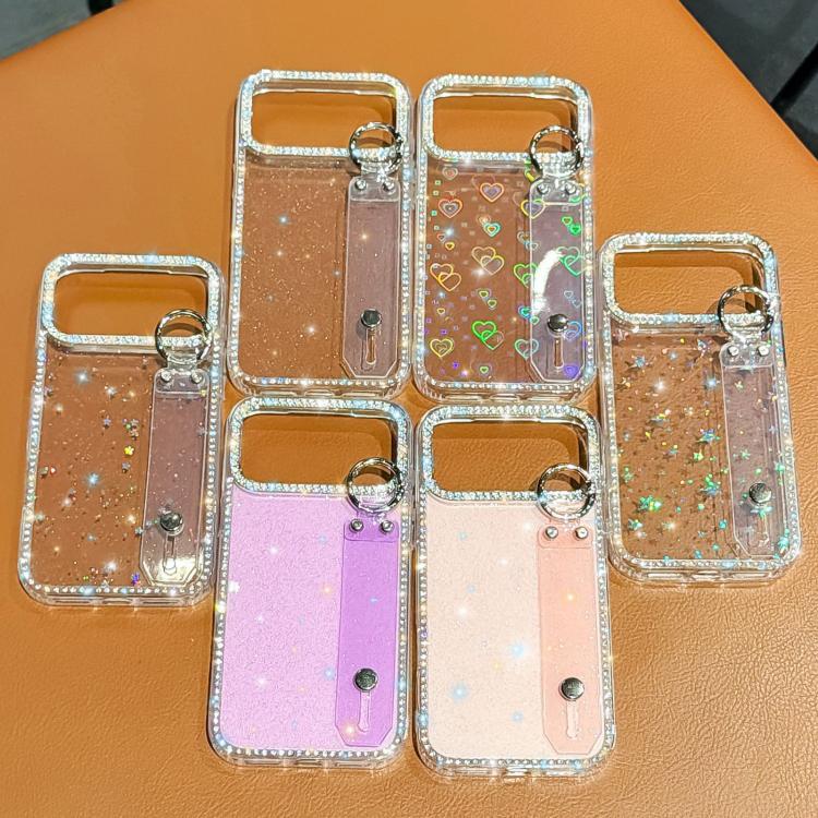水鑽閃粉手腕帶手機殼，適用於 iPhone 17 Pro、iPhone 17、iPhone Air、iPhone 16 Pro Max、iPhone 16 Pro、iPhone 16 Plus、iPhone 16、iPhone 15 Pro Max