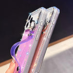 水鑽閃粉手腕帶手機殼，適用於 iPhone 17 Pro、iPhone 17、iPhone Air、iPhone 16 Pro Max、iPhone 16 Pro、iPhone 16 Plus、iPhone 16、iPhone 15 Pro Max