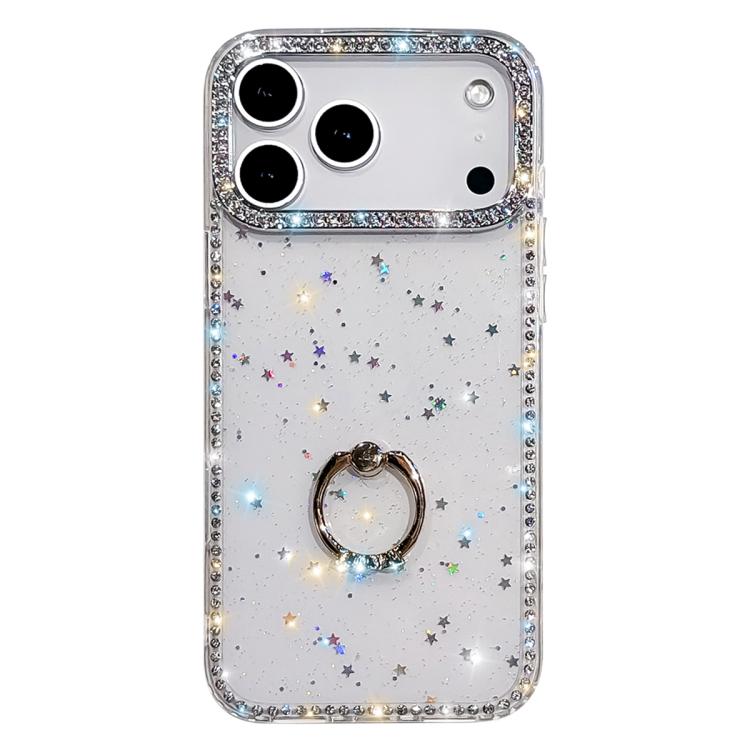 水鑽指環支架雙面IMD PC混合TPU手機殼，適用於iPhone 17 Pro Max、iPhone 17 Pro、iPhone 17、iPhone Air、iPhone 16 Pro Max、iPhone 16 Pro、iPhone 16 Plus、iPhone 16