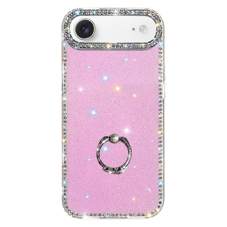 水鑽指環支架雙面IMD PC混合TPU手機殼，適用於iPhone 17 Pro Max、iPhone 17 Pro、iPhone 17、iPhone Air、iPhone 16 Pro Max、iPhone 16 Pro、iPhone 16 Plus、iPhone 16