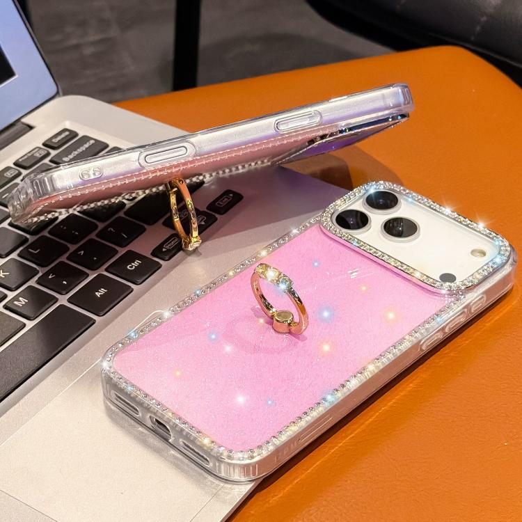 水鑽指環支架雙面IMD PC混合TPU手機殼，適用於iPhone 17 Pro Max、iPhone 17 Pro、iPhone 17、iPhone Air、iPhone 16 Pro Max、iPhone 16 Pro、iPhone 16 Plus、iPhone 16