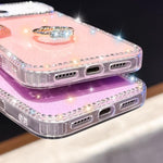 水鑽指環支架雙面IMD PC混合TPU手機殼，適用於iPhone 17 Pro Max、iPhone 17 Pro、iPhone 17、iPhone Air、iPhone 16 Pro Max、iPhone 16 Pro、iPhone 16 Plus、iPhone 16