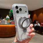透明旋轉金屬支架磁吸手機殼，適用於iPhone 17 Pro Max、iPhone 17 Pro