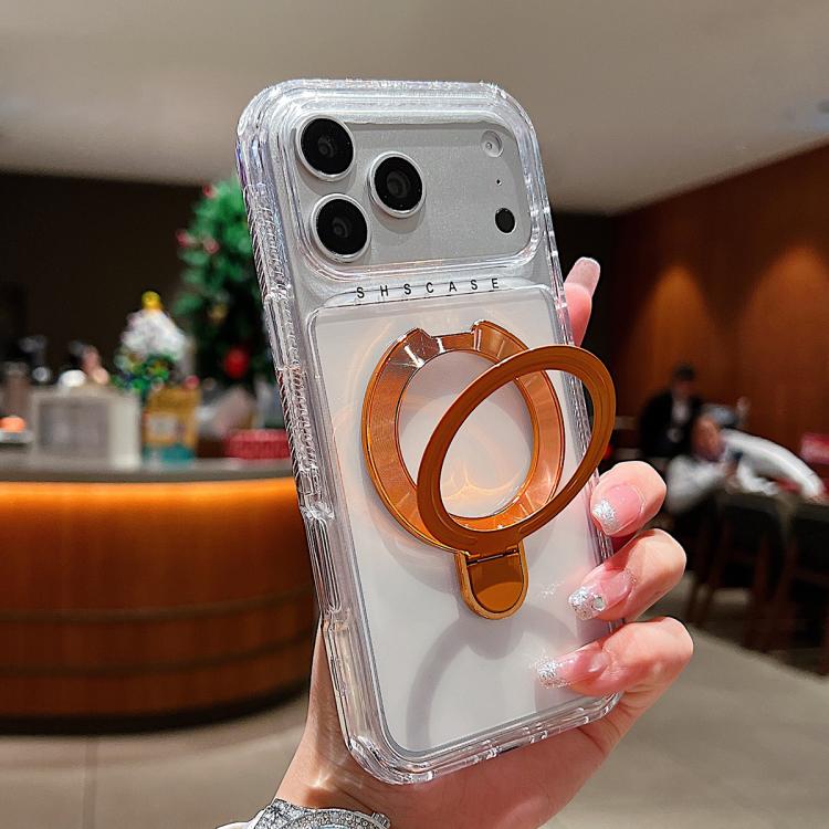 透明旋轉金屬支架磁吸手機殼，適用於iPhone 17 Pro Max、iPhone 17 Pro