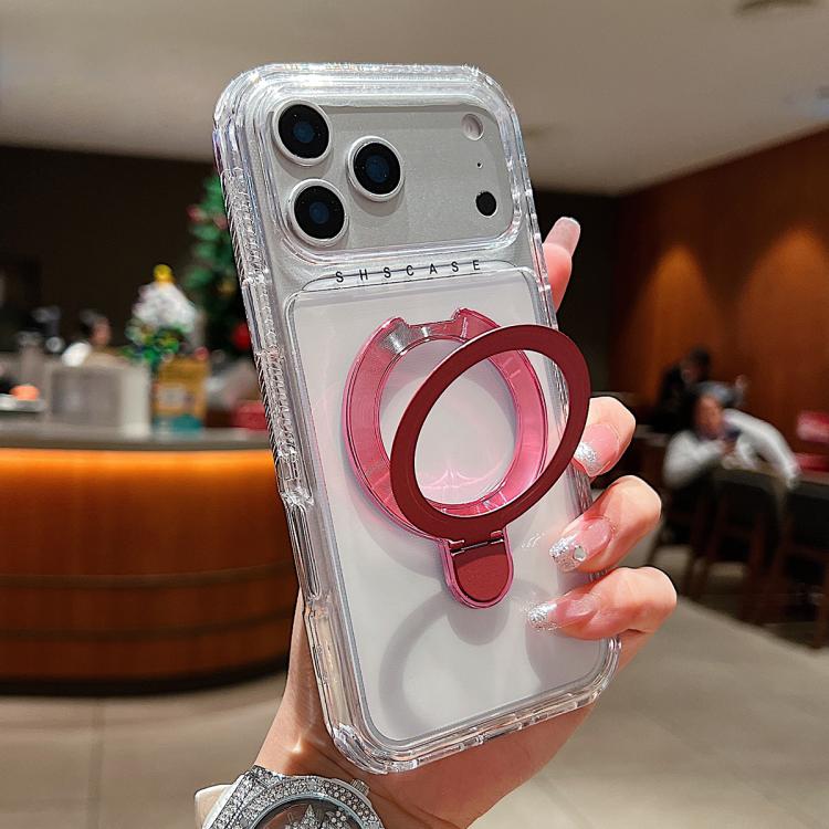透明旋轉金屬支架磁吸手機殼，適用於iPhone 17 Pro Max、iPhone 17 Pro