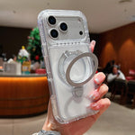 透明旋轉金屬支架磁吸手機殼，適用於iPhone 17 Pro Max、iPhone 17 Pro