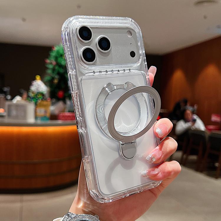 透明旋轉金屬支架磁吸手機殼，適用於iPhone 17 Pro Max、iPhone 17 Pro