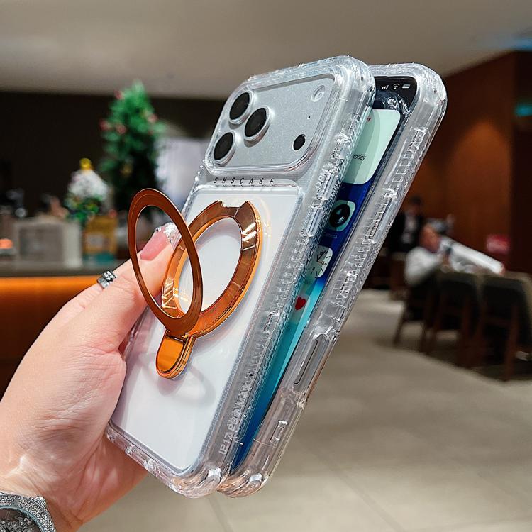 透明旋轉金屬支架磁吸手機殼，適用於iPhone 17 Pro Max、iPhone 17 Pro