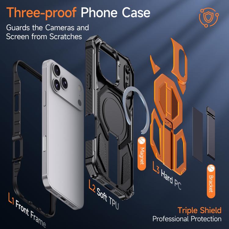 隱藏金屬支架磁吸防震手機殼，適用於 iPhone 17 Pro Max、iPhone 17 Pro、iPhone 17、iPhone Air、iPhone 16 Pro Max、iPhone 16 Pro、iPhone 16 Plus、iPhone 16
