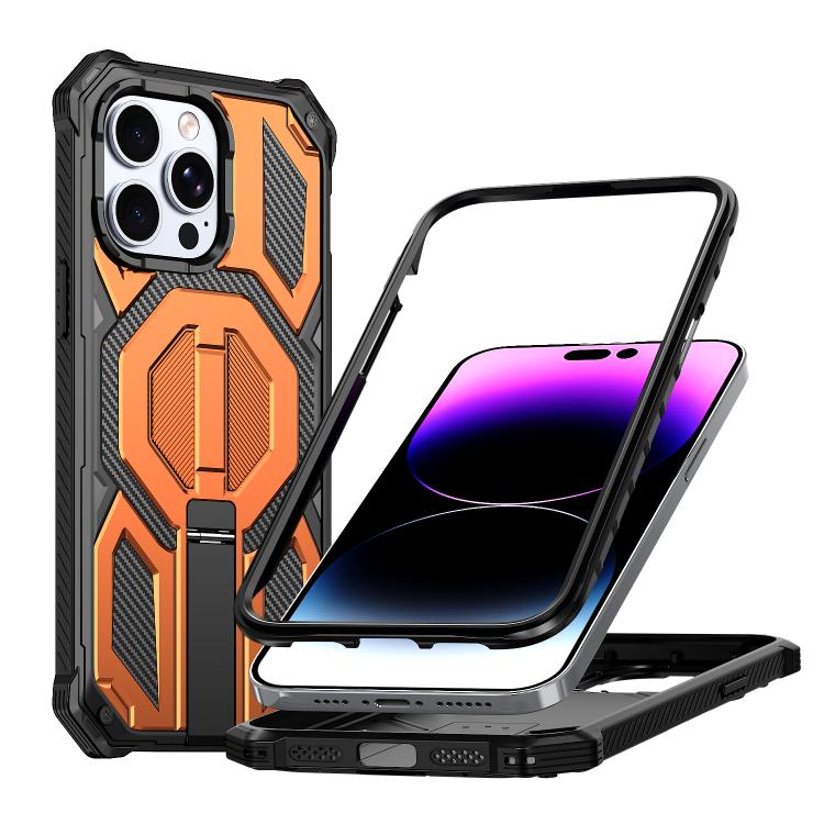 隱藏式金屬支架磁吸防震手機殼，適用於 iPhone 13 Pro