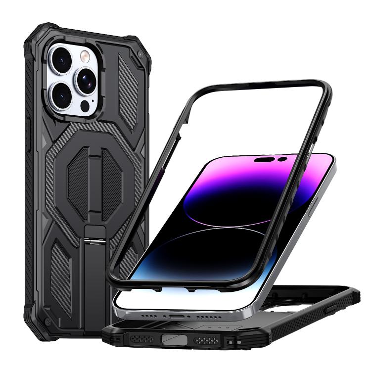 隱藏式金屬支架磁吸防震手機殼，適用於 iPhone 13 Pro