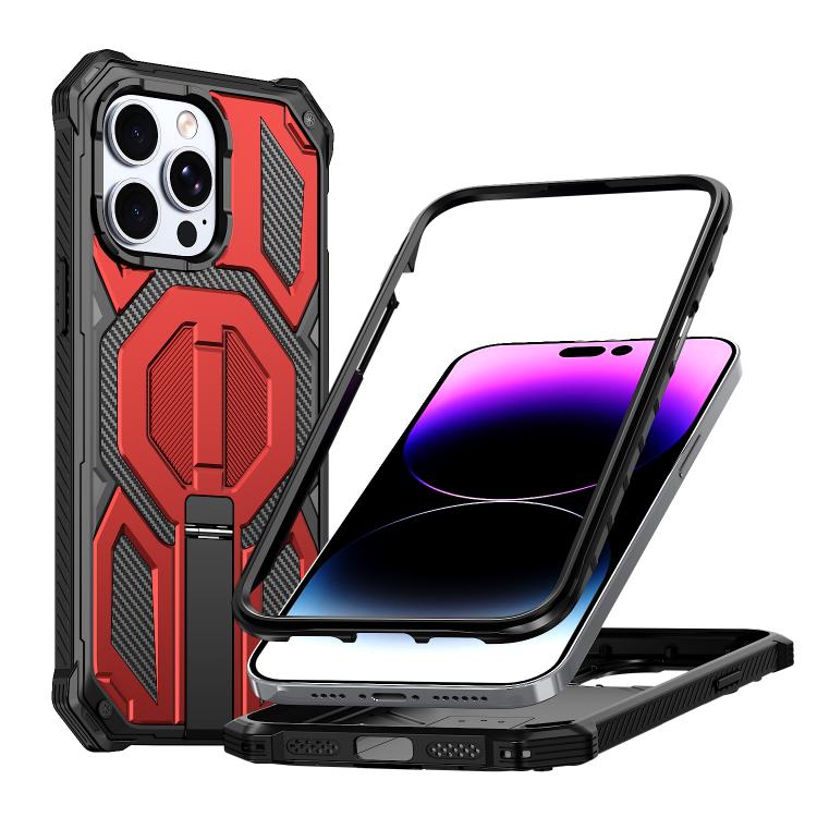隱藏式金屬支架磁吸防震手機殼，適用於 iPhone 13 Pro