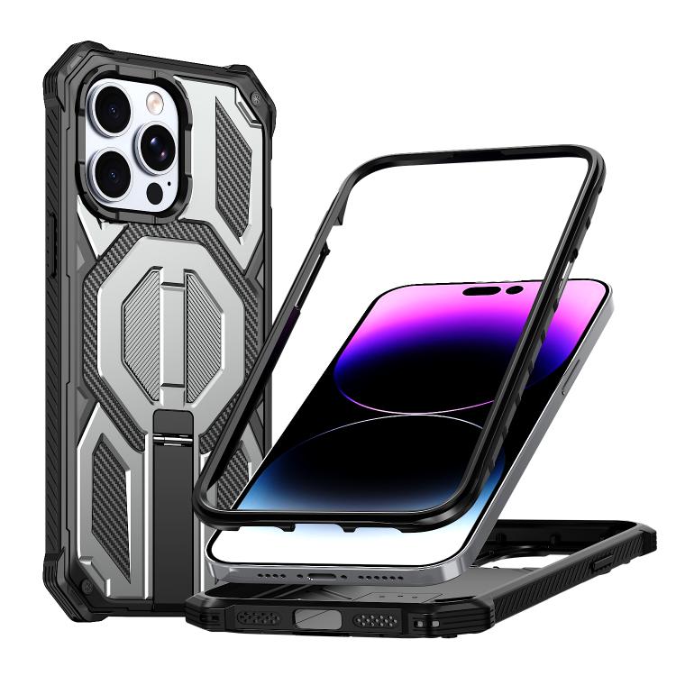 隱藏式金屬支架磁吸防震手機殼，適用於 iPhone 13 Pro