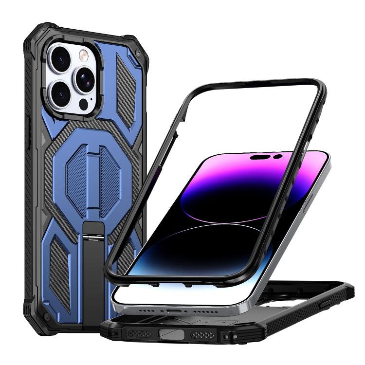 隱藏式金屬支架磁吸防震手機殼，適用於 iPhone 13 Pro