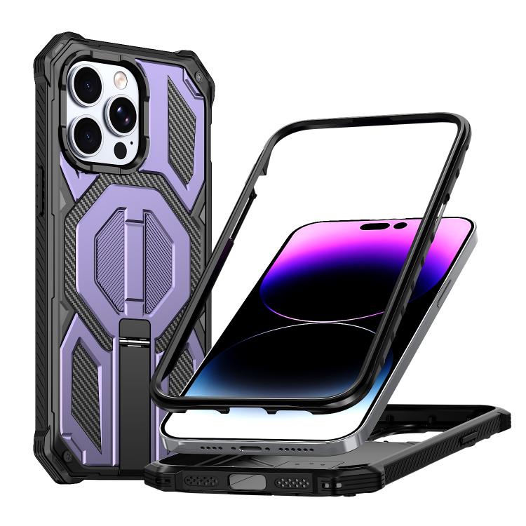 隱藏式金屬支架磁吸防震手機殼，適用於 iPhone 13 Pro