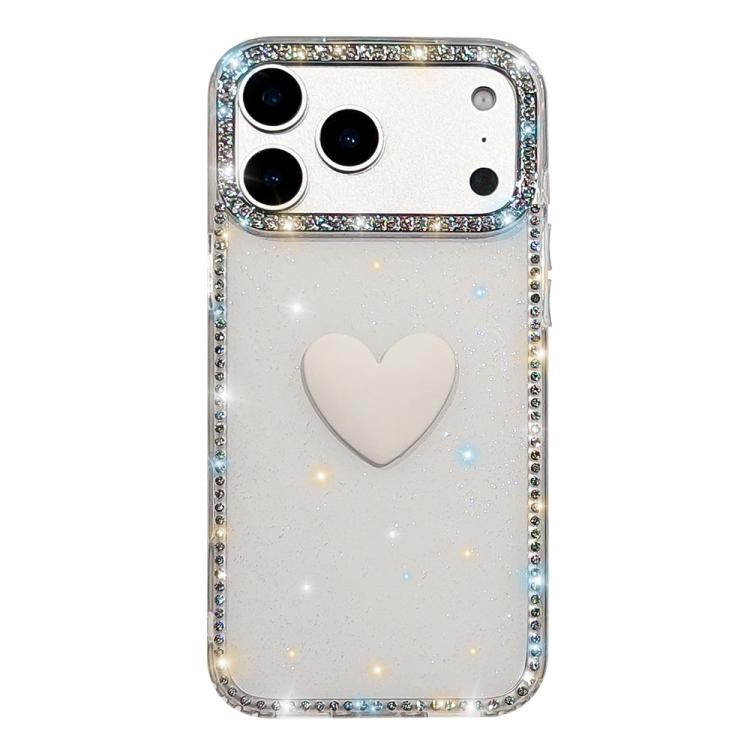 閃光水鑽雙面 IMD 愛心手機殼，適用於 iPhone 17e / 16e、iPhone 17 Pro Max、iPhone 17 Pro、iPhone 17、iPhone Air