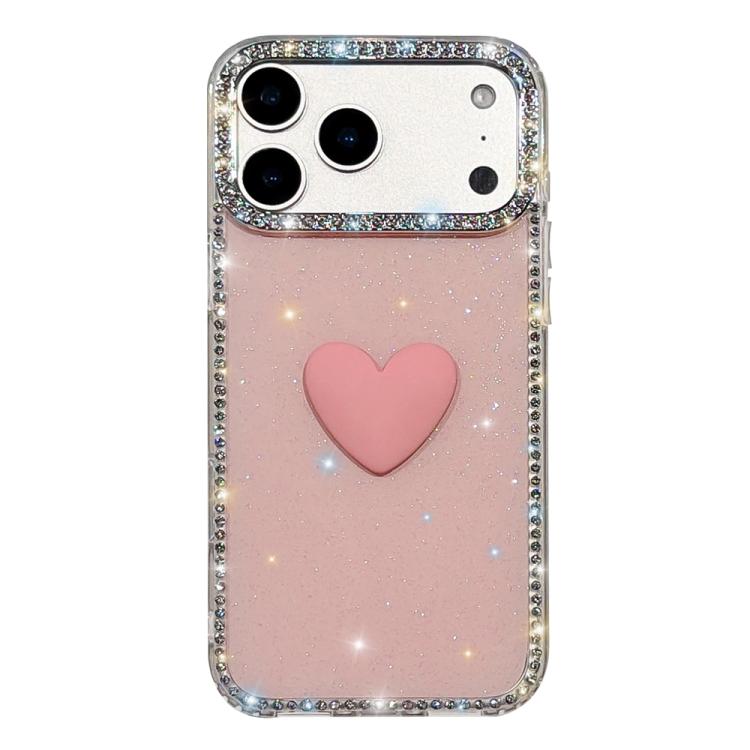 閃光水鑽雙面 IMD 愛心手機殼，適用於 iPhone 17e / 16e、iPhone 17 Pro Max、iPhone 17 Pro、iPhone 17、iPhone Air