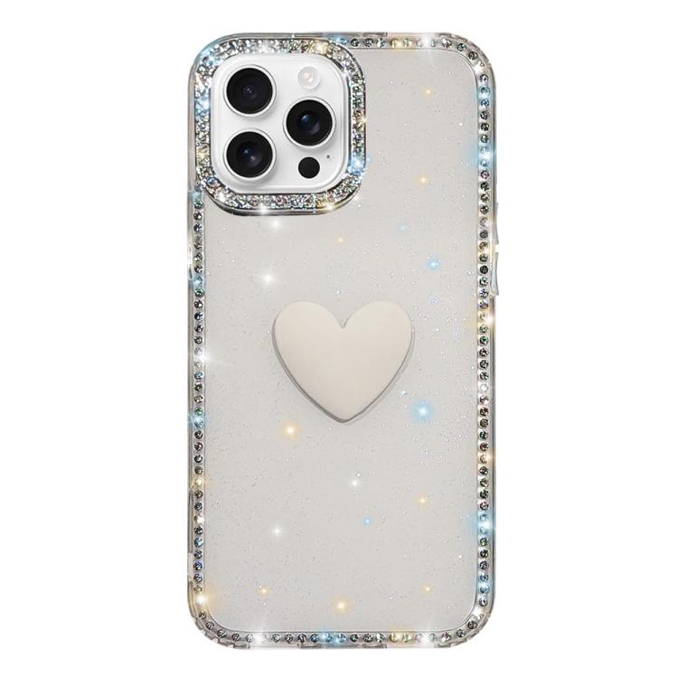 閃光水鑽雙面 IMD 愛心手機殼，適用於 iPhone 16 Pro Max、iPhone 16 Pro、iPhone 16 Plus、iPhone 16、iPhone 15 Pro Max