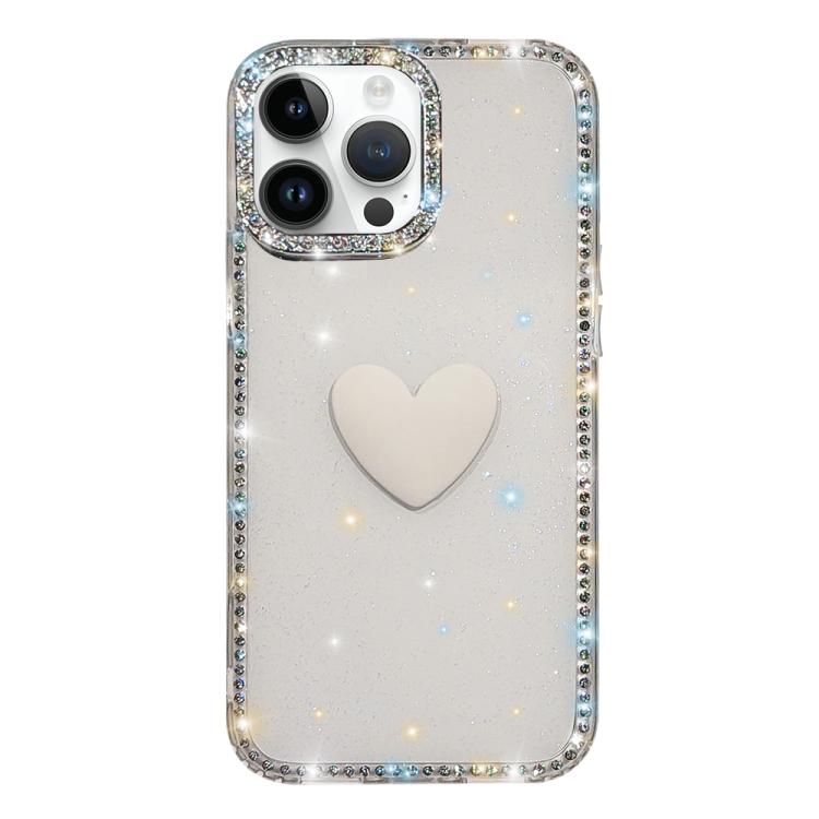 閃光水鑽雙面 IMD 愛心手機殼，適用於 iPhone 16 Pro Max、iPhone 16 Pro、iPhone 16 Plus、iPhone 16、iPhone 15 Pro Max
