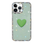 閃光水鑽雙面 IMD 愛心手機殼，適用於 iPhone 16 Pro Max、iPhone 16 Pro、iPhone 16 Plus、iPhone 16、iPhone 15 Pro Max