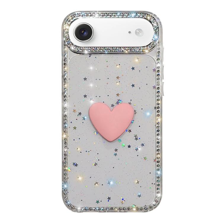 閃光水鑽雙面 IMD 愛心手機殼，適用於 iPhone 17e / 16e、iPhone 17 Pro Max、iPhone 17 Pro、iPhone 17、iPhone Air