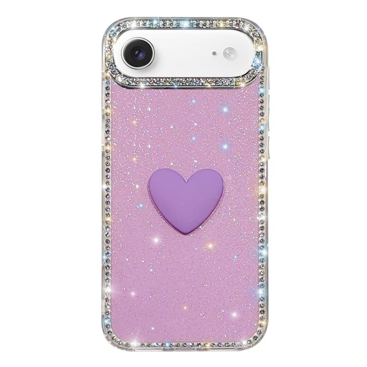 閃光水鑽雙面 IMD 愛心手機殼，適用於 iPhone 17e / 16e、iPhone 17 Pro Max、iPhone 17 Pro、iPhone 17、iPhone Air