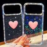 閃光水鑽雙面 IMD 愛心手機殼，適用於 iPhone 17e / 16e、iPhone 17 Pro Max、iPhone 17 Pro、iPhone 17、iPhone Air
