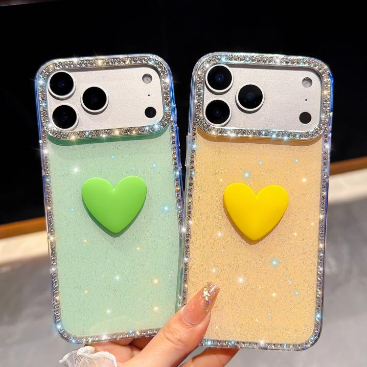 閃光水鑽雙面 IMD 愛心手機殼，適用於 iPhone 16 Pro Max、iPhone 16 Pro、iPhone 16 Plus、iPhone 16、iPhone 15 Pro Max