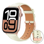 xDfind 玫瑰金扣黑鯊細紋素皮錶帶，適用於 Apple Watch 42 / 44 / 45 / 46 / 49mm，適用於 Apple Watch 38 / 40 / 41 / S11 42mm