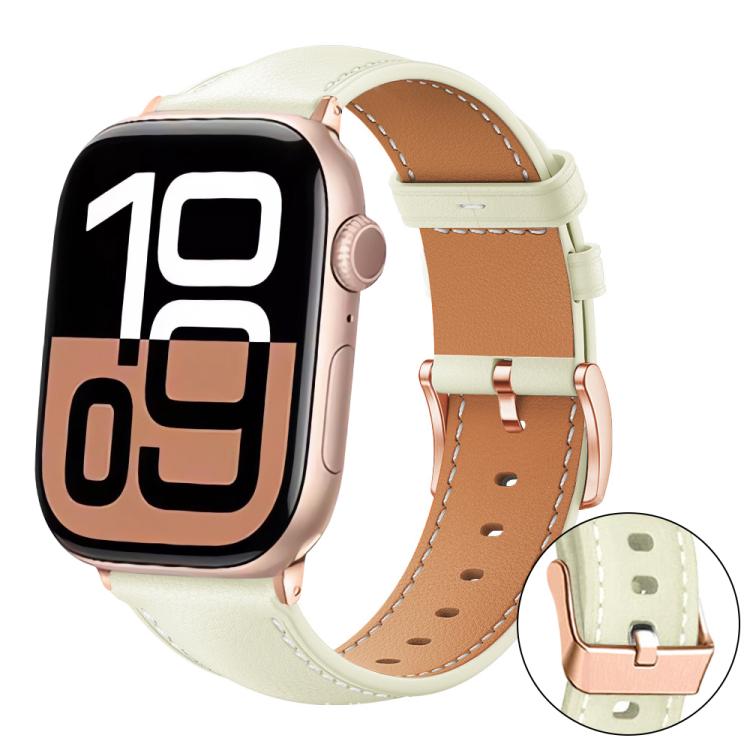 xDfind 玫瑰金扣黑鯊細紋素皮錶帶，適用於 Apple Watch 42 / 44 / 45 / 46 / 49mm，適用於 Apple Watch 38 / 40 / 41 / S11 42mm