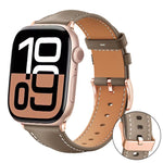 xDfind 玫瑰金扣黑鯊細紋素皮錶帶，適用於 Apple Watch 42 / 44 / 45 / 46 / 49mm，適用於 Apple Watch 38 / 40 / 41 / S11 42mm