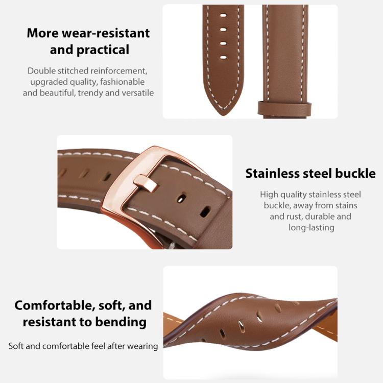 xDfind 玫瑰金扣黑鯊細紋素皮錶帶，適用於 Apple Watch 42 / 44 / 45 / 46 / 49mm，適用於 Apple Watch 38 / 40 / 41 / S11 42mm