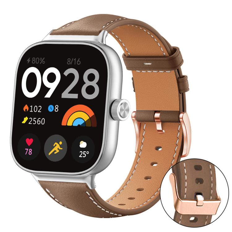 xDfind Rose Gold Buckle Black Shark Fine Grain Vegan Leather Watch Band, For Xiaomi Band 10 Pro / 9 Pro / Redmi Watch 6, For Redmi Watch 3 Active / Watch 3 Lite, For Redmi Watch 3