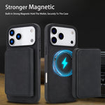復古仿皮可拆卸磁吸錢包包 RFID 防護手機殼，適用於 iPhone 17 Pro Max、iPhone 17 Pro