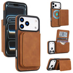 復古仿皮可拆卸磁吸錢包包 RFID 防護手機殼，適用於 iPhone 17 Pro Max、iPhone 17 Pro