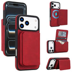 復古仿皮可拆卸磁吸錢包包 RFID 防護手機殼，適用於 iPhone 17 Pro Max、iPhone 17 Pro