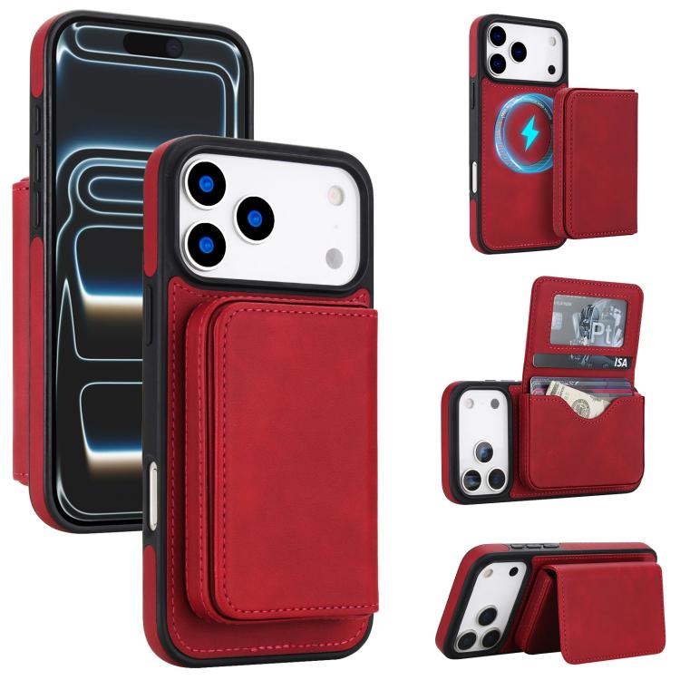 復古仿皮可拆卸磁吸錢包包 RFID 防護手機殼，適用於 iPhone 17 Pro Max、iPhone 17 Pro