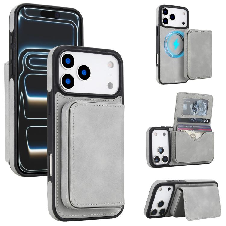 復古仿皮可拆卸磁吸錢包包 RFID 防護手機殼，適用於 iPhone 17 Pro Max、iPhone 17 Pro