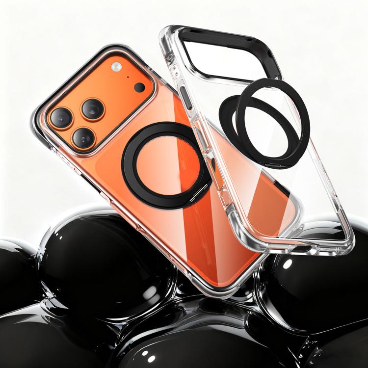真空氣囊 TPU + 壓克力 360 度旋轉支架磁吸防震手機殼，適用於 iPhone 17 Pro Max、iPhone 17 Pro、iPhone 17