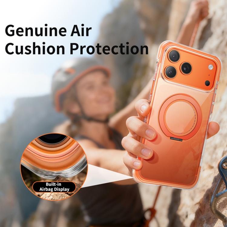 真空氣囊 TPU + 壓克力 360 度旋轉支架磁吸防震手機殼，適用於 iPhone 17 Pro Max、iPhone 17 Pro、iPhone 17