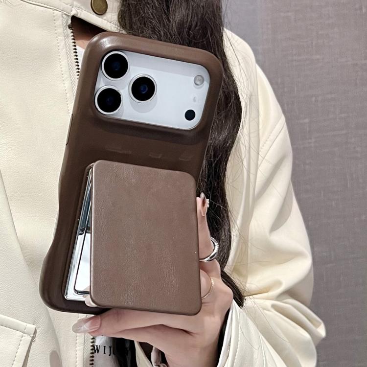 羊皮紋理鏡面支架防震手機殼，適用於 iPhone 17 Pro Max、iPhone 17 Pro