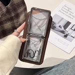 羊皮紋理鏡面支架防震手機殼，適用於 iPhone 17 Pro Max、iPhone 17 Pro
