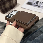 羊皮紋理鏡面支架防震手機殼，適用於 iPhone 17 Pro Max、iPhone 17 Pro