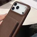 羊皮紋理鏡面支架防震手機殼，適用於 iPhone 17 Pro Max、iPhone 17 Pro