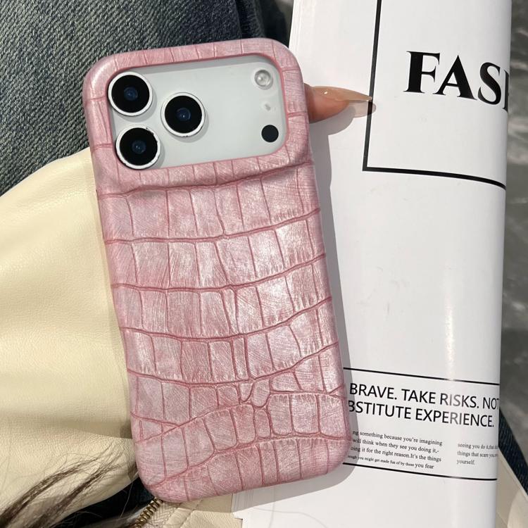 復古鱷魚紋理防震素皮手機殼，適用於 iPhone 17 Pro Max、iPhone 17 Pro