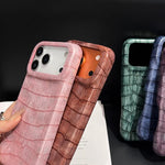 復古鱷魚紋理防震素皮手機殼，適用於 iPhone 17 Pro Max、iPhone 17 Pro