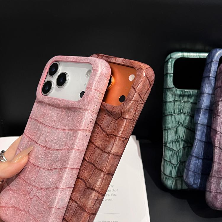 復古鱷魚紋理防震素皮手機殼，適用於 iPhone 17 Pro Max、iPhone 17 Pro