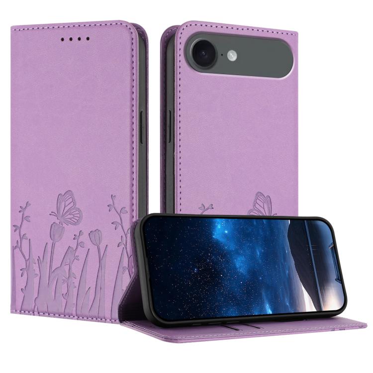 鬱金香蝴蝶圖案磁吸素皮手機殼，適用於 iPhone Air、iPhone 16 Pro Max、iPhone 16 Pro、iPhone 16 Plus