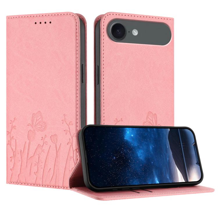 鬱金香蝴蝶圖案磁吸素皮手機殼，適用於 iPhone Air、iPhone 16 Pro Max、iPhone 16 Pro、iPhone 16 Plus